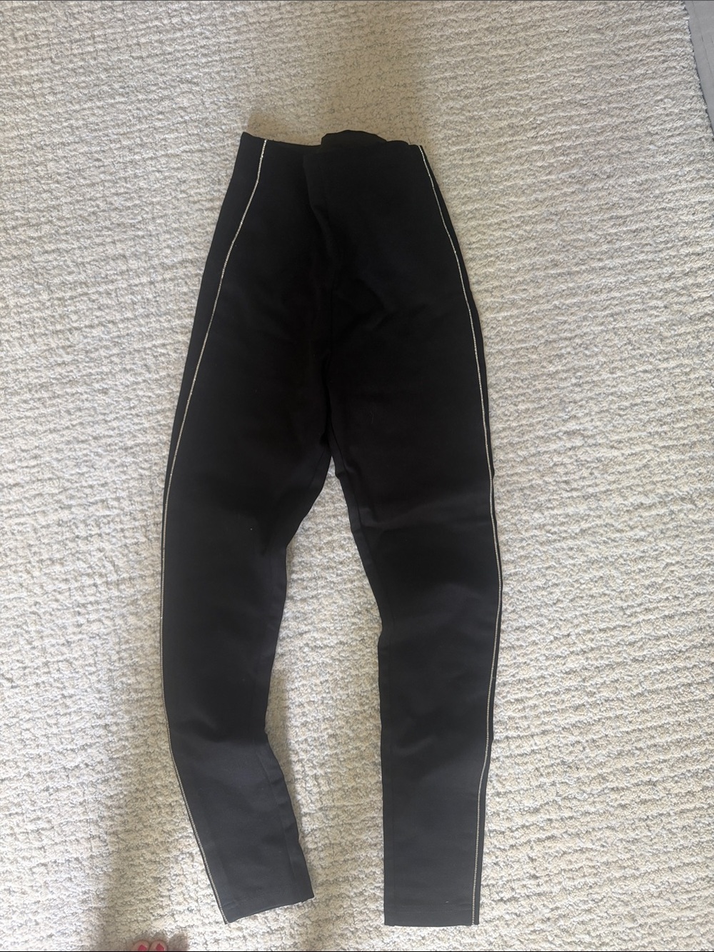 Zara Black Ribbed-Waist Joggers